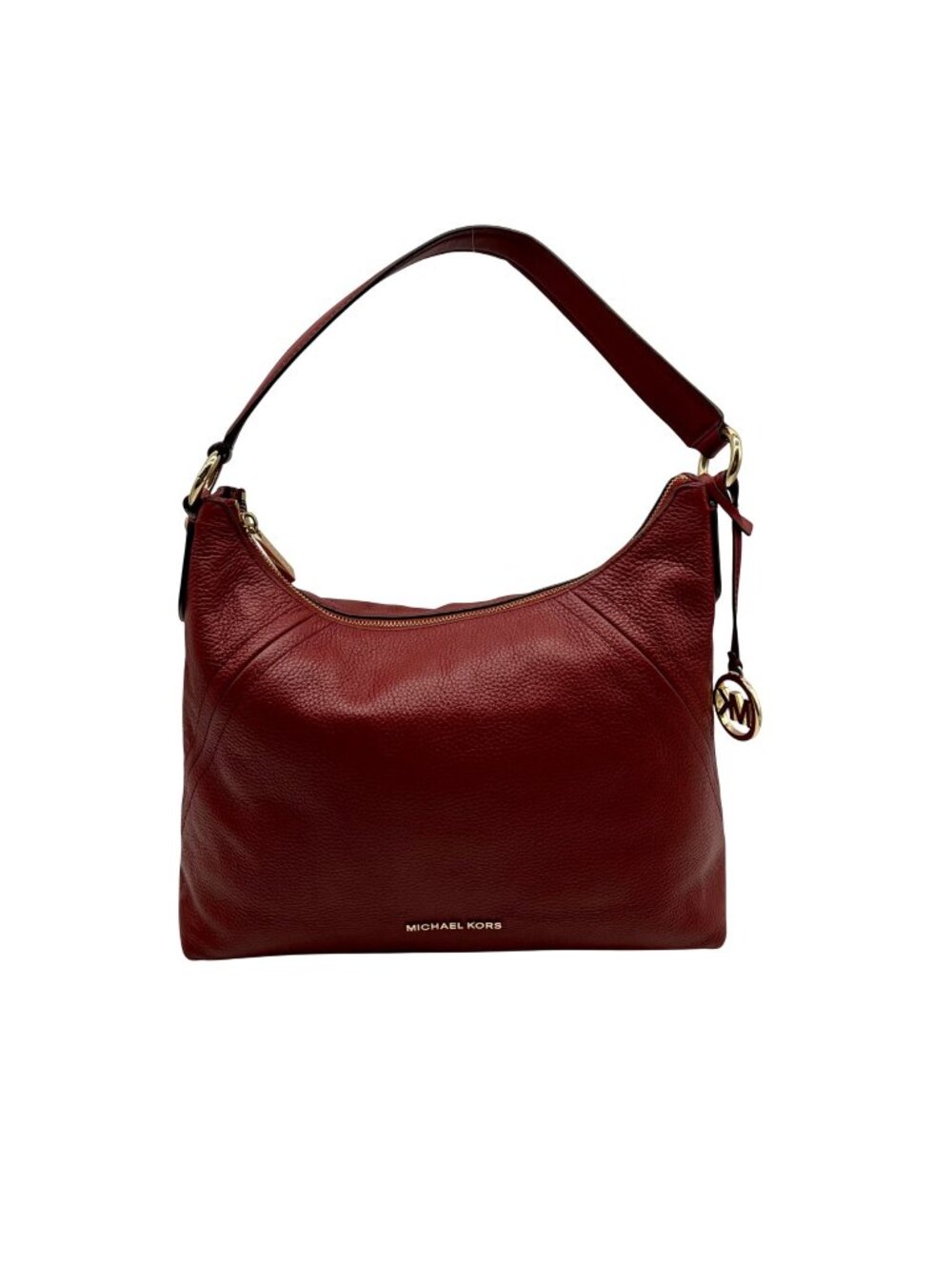 Michael Kors Red Aria Large Pebbled Leather Shoulder Bag